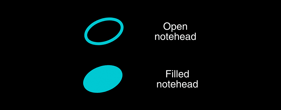 Open and filled note heads.