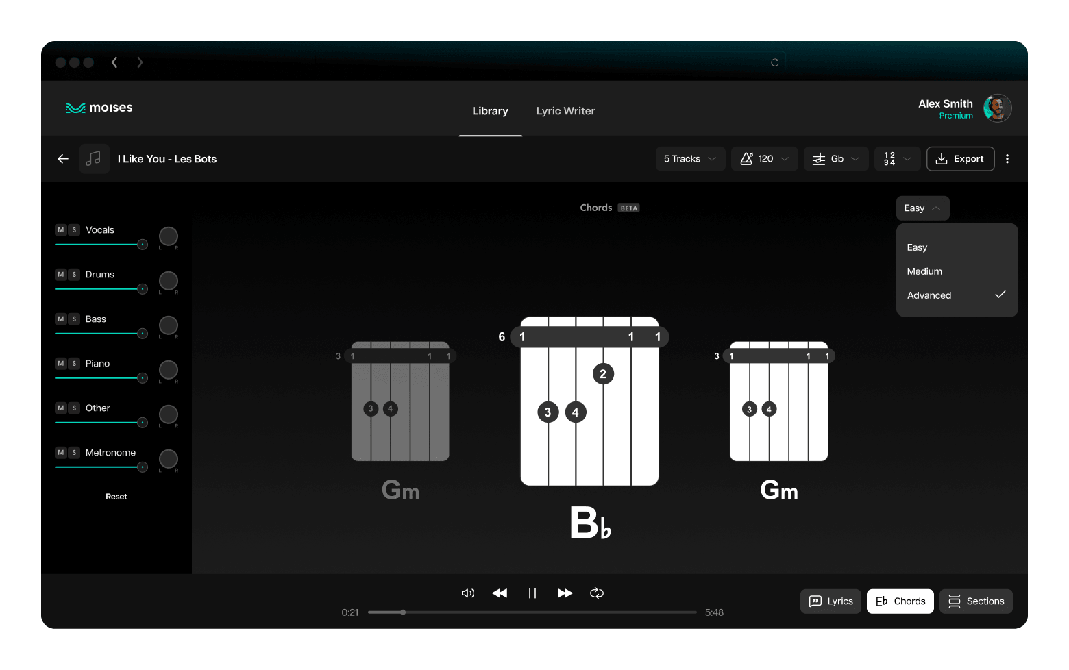 Moises App Interface Moises App: The Musician's App | Vocal Remover & much more