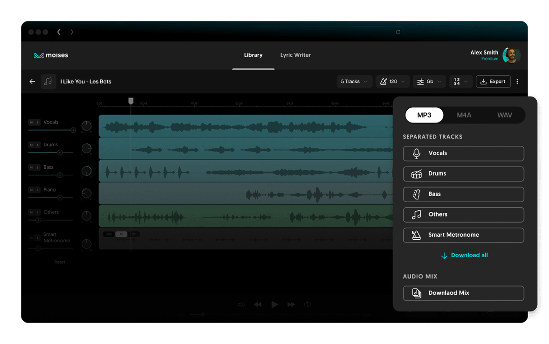 Moises App Interface Moises App for PC - Download now for FREE!